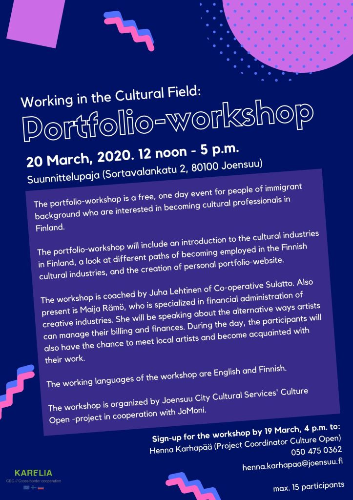 Workshop poster in blue, includes the same text as the blog entry.