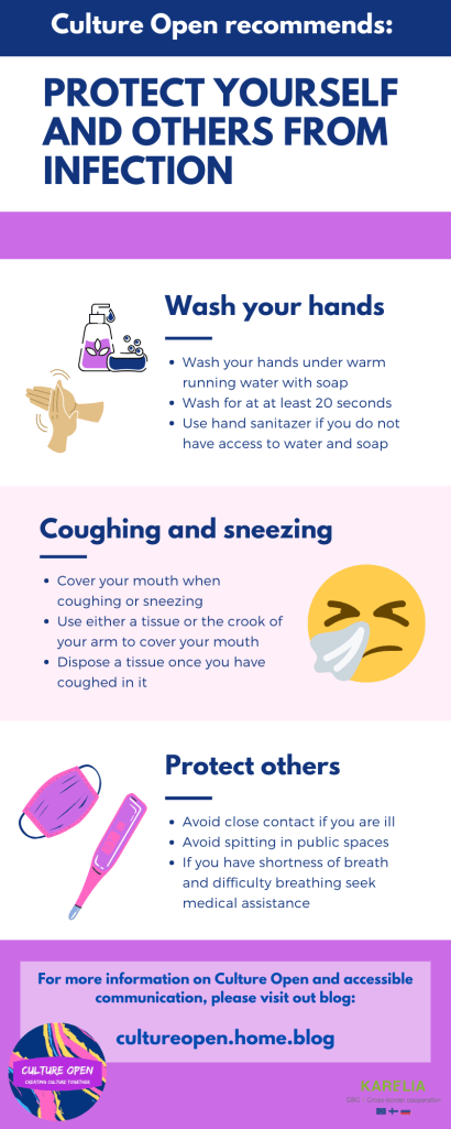 Wash your hands, cough and sneeze on tissue or on your sleeve, avoid close contact and seek medical assistance if you experience difficulty breathing.